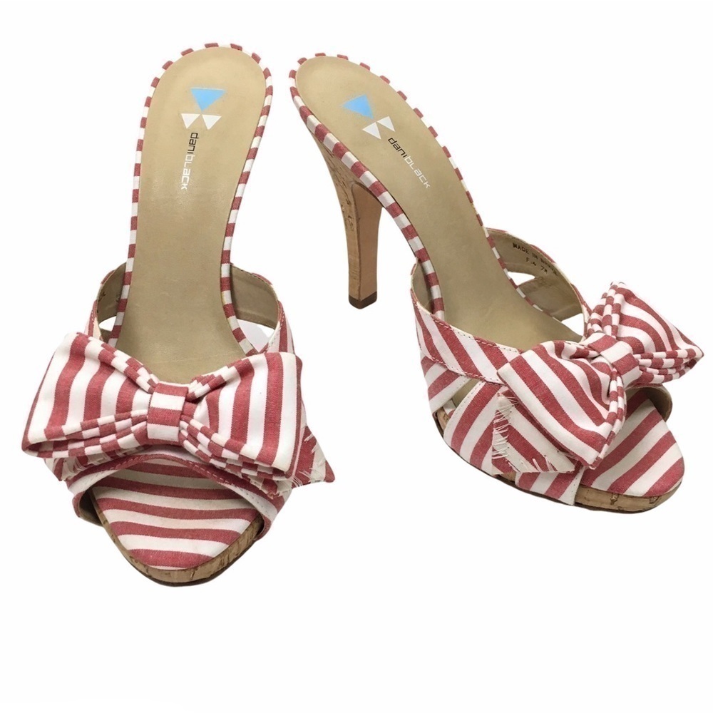 DANIBLACK Bow Heels Striped Patriotic Preppy Minnie Mouse Pinup Style Size 7